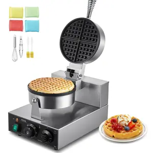 【Father's Day】VEVOR Commercial Waffle Maker Round Waffle Iron Baker Machine Non-Stick 1230W