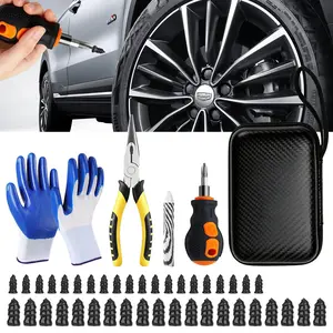 Tire Repair Kit, Tire Plug Kit, No Need to Remove Tire, Quick Flat Tire Repair Tool with Plug Screws, Portable Kit for Cars, Trucks, Motorcycles & SUVs