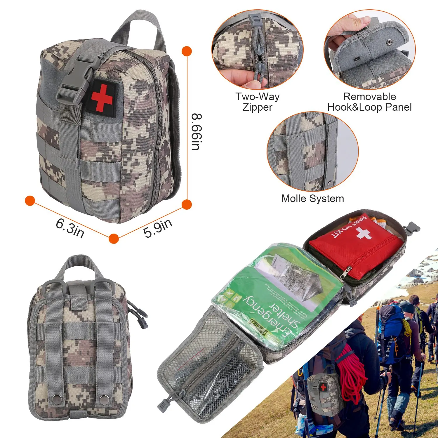 125-in-1 Outdoor Survival Kit - Professional Survival Gear, First Aid Supplies, Durable Bag for Hiking, Camping Emergencies