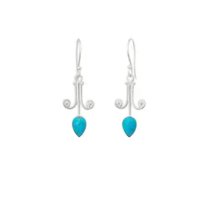 Sleeping Beauty Turquoise Teardrop Scroll Earrings