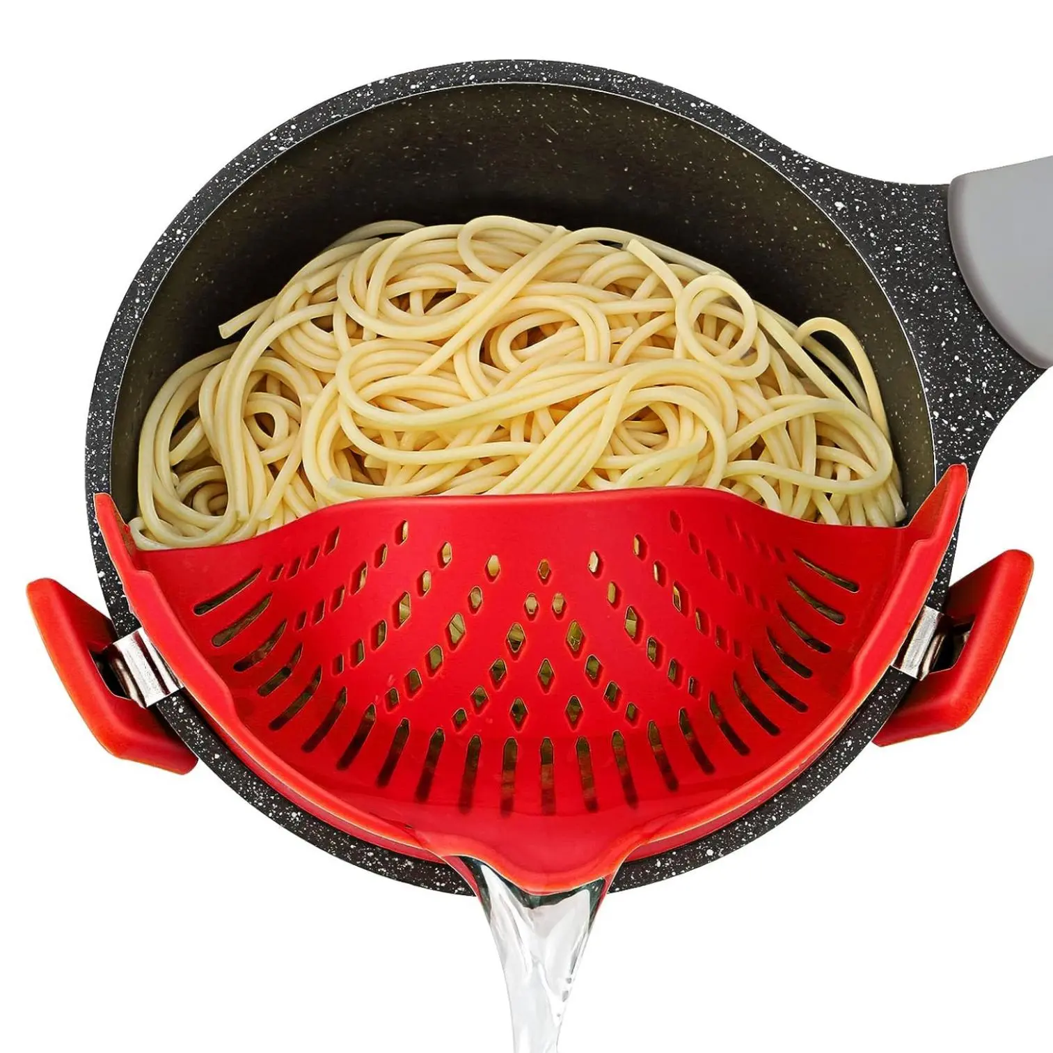 1 Piece Silicone Pot Filter Pasta Strainer with Adjustable Clips, Fruit Vegetable Food Strainer Kitchen Drain Sifter Strainers for kitchen and Colanders