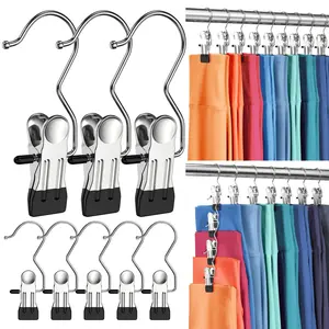20 Counts No-slip Grip Boot Hangers for Closet Black Hanging Clips with Hook Laundry Hooks with Clips Clothes Pins Towel Clips Boot Organizer Hanger for Tall Boots, Jeans, Hats, Towels, Home and Travel