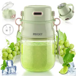 PRASKY Portable Blender, 27oz Personal Blender with Type-C Rechargeable, BPA-Free Blending Cup for Smoothies & Protein Shakes, Includes Lid & Shoulder Strap for Gym, Travel, Kitchen Fresh Squeezed Juice