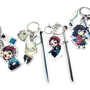 Demon Slayer Keychain Collection Featuring Anime Characters with Sword Charm Accessories for Fans