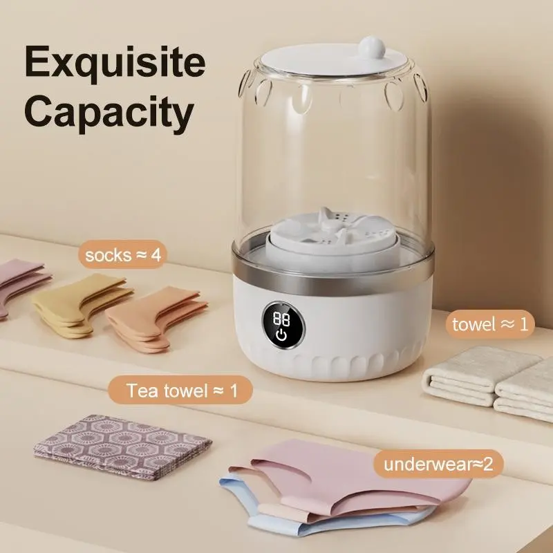 Portable Mini Washing Machine, Compact Laundry Appliance for Small Spaces, Easy-To-Use Home Washer, Ideal for Apartments and Dorms, Lightweight Washer