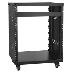 Summervibes VEVOR 12U AV Rack Stand, 300 lbs Capacity, Network Stereo Recording Studio Rack with Lockable Caster Wheels Round Square Holes, Special Vents for 19 Audio Video Musical IT Equipment Mounting