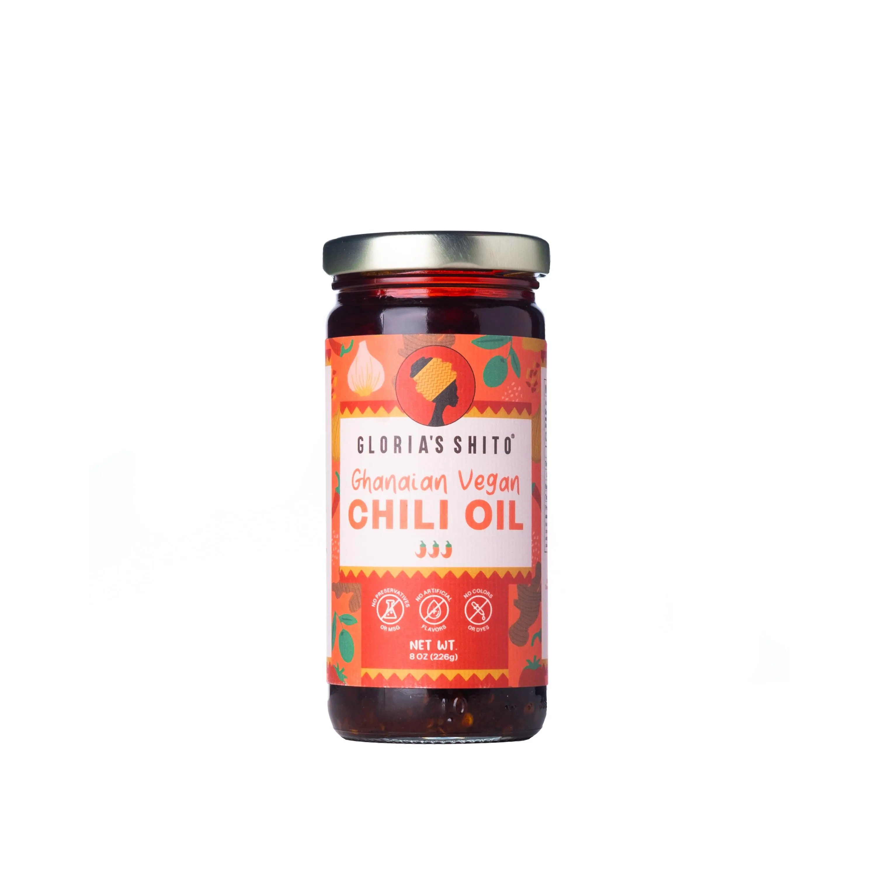 Gloria's Shito | Ghanaian Chili Oil & Hot Pepper Sauce | Original Spicy | Authentic West African Hot Sauce | Vegan, Gluten-Free, 100% Olive Oil No Seed Oils | 8oz