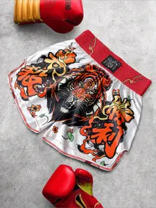 Men's Summer Casual Boxing Shorts, Tiger Text Print, Comfortable and Easy to Wear, Regular Fit, Suitable for Various Leisure Scenes