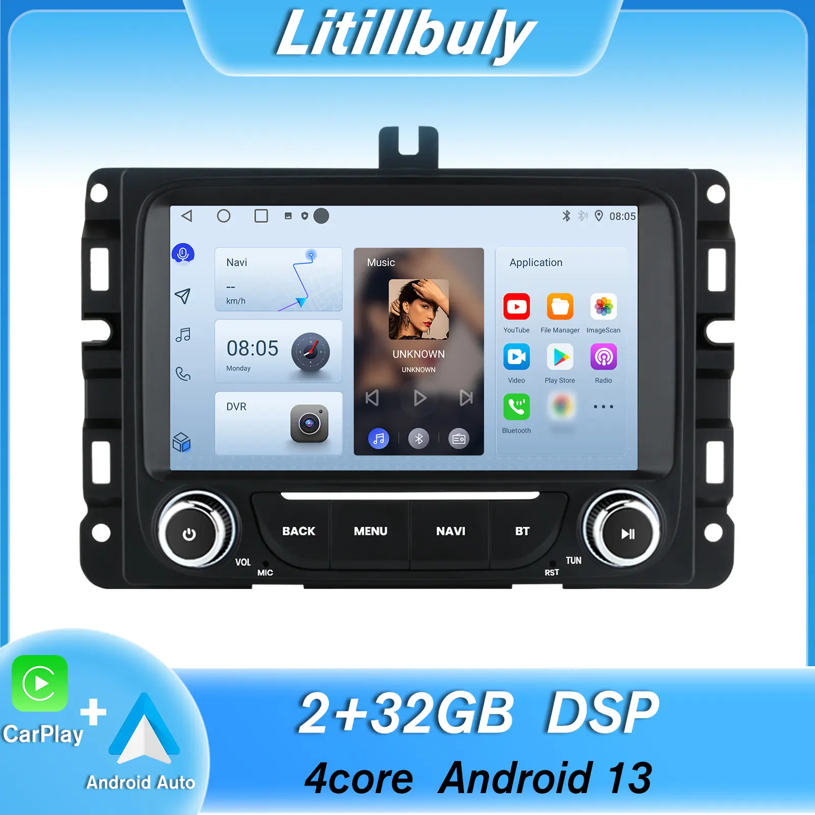 Car Stereo for Dodge RAM 1500 2500 3500 2013-2019,7 Inch Touch Screen Radio with Wireless Android Auto&Carplay, Bluetooth WIFI supports GPS Navigation