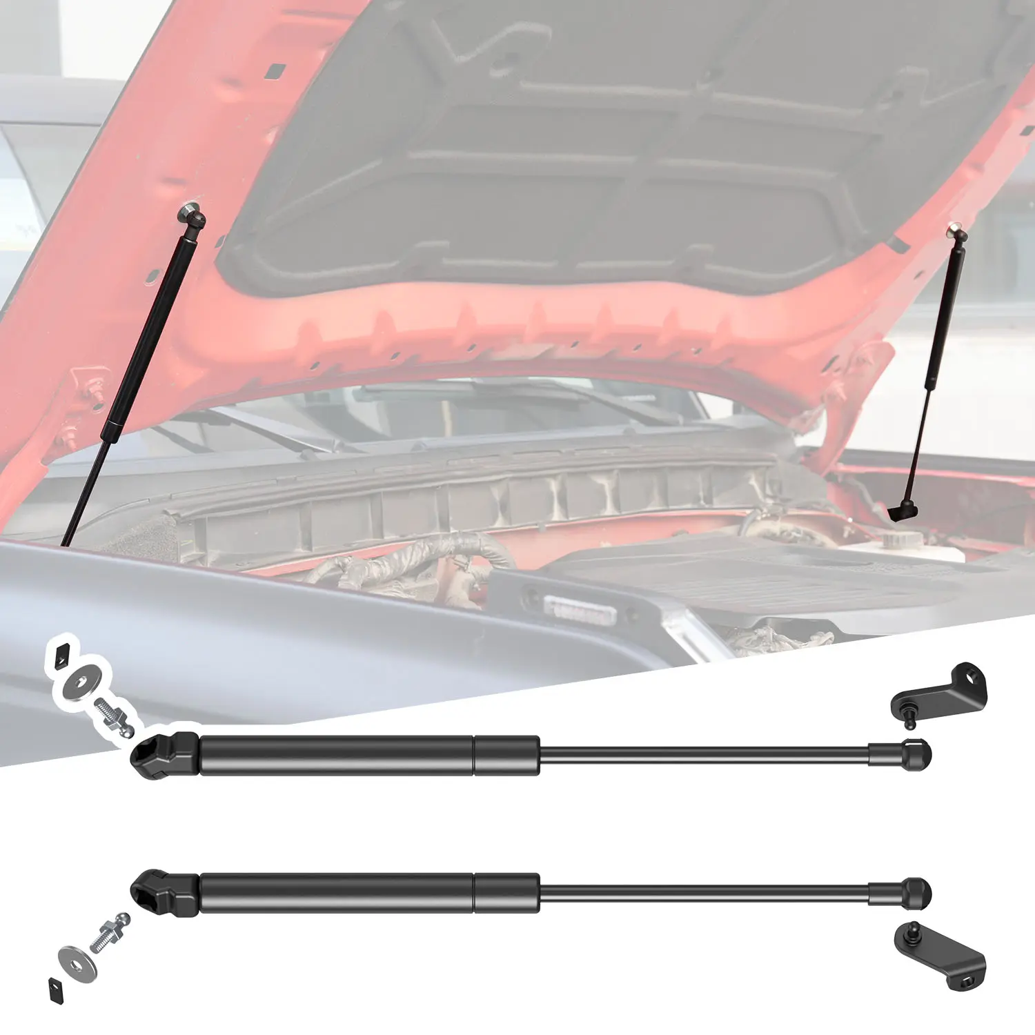 POWOQ High-Strength Carbon Steel Hood Struts for 2021-2026 Ford Bronco 2/4 Door, Easy-to-Install Gas Springs Shocks, Factory-Matched Replacement Lift Supports, Accessory Tool Kit That Extends Vehicle's Lifespan, Prevents Damage, Reduces Noise & Vibration,
