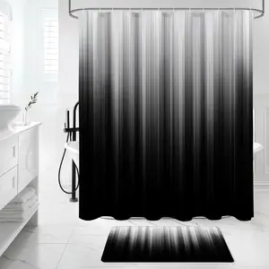 & Gradient Shower Curtain Set, Includes Rugs & Toilet Lid Cover, Waterproof Fabric, Modern Gothic Design, Bathroom Accessory, Bathroom Decoration Accessories