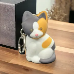 Cat flash light keychain that makes kitty sounds