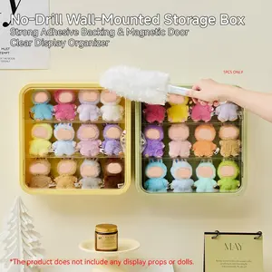 Plush Keychain Display & Storage Box with Magnetic Door, 3-Layer Compartments, No-Drilling Wall Mount, Ideal for Popmart Plush Keychains, Labubu, Skullpanda, DIMOO, HIRONO, MOLLY Collectors