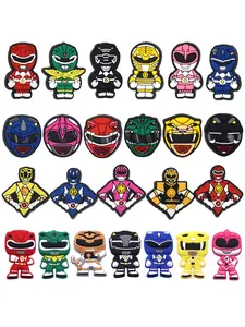 24pcs Cartoon Warrior Shoe Charms Set For Bubble Slides Clogs Sandals,PVC Shoe Decorations Accessories Buckle For Christmas Birthday Gifts