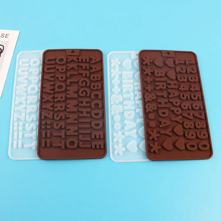 Food Grade Silicone Letters&Numbers Chocolate Mold - 2-Piece Personalized Baking Tool for Indoor Recreation, Candy, Ice Cubes (Easy-to-Use, Versatile for DIY Creations), Birthday, Two Pieces