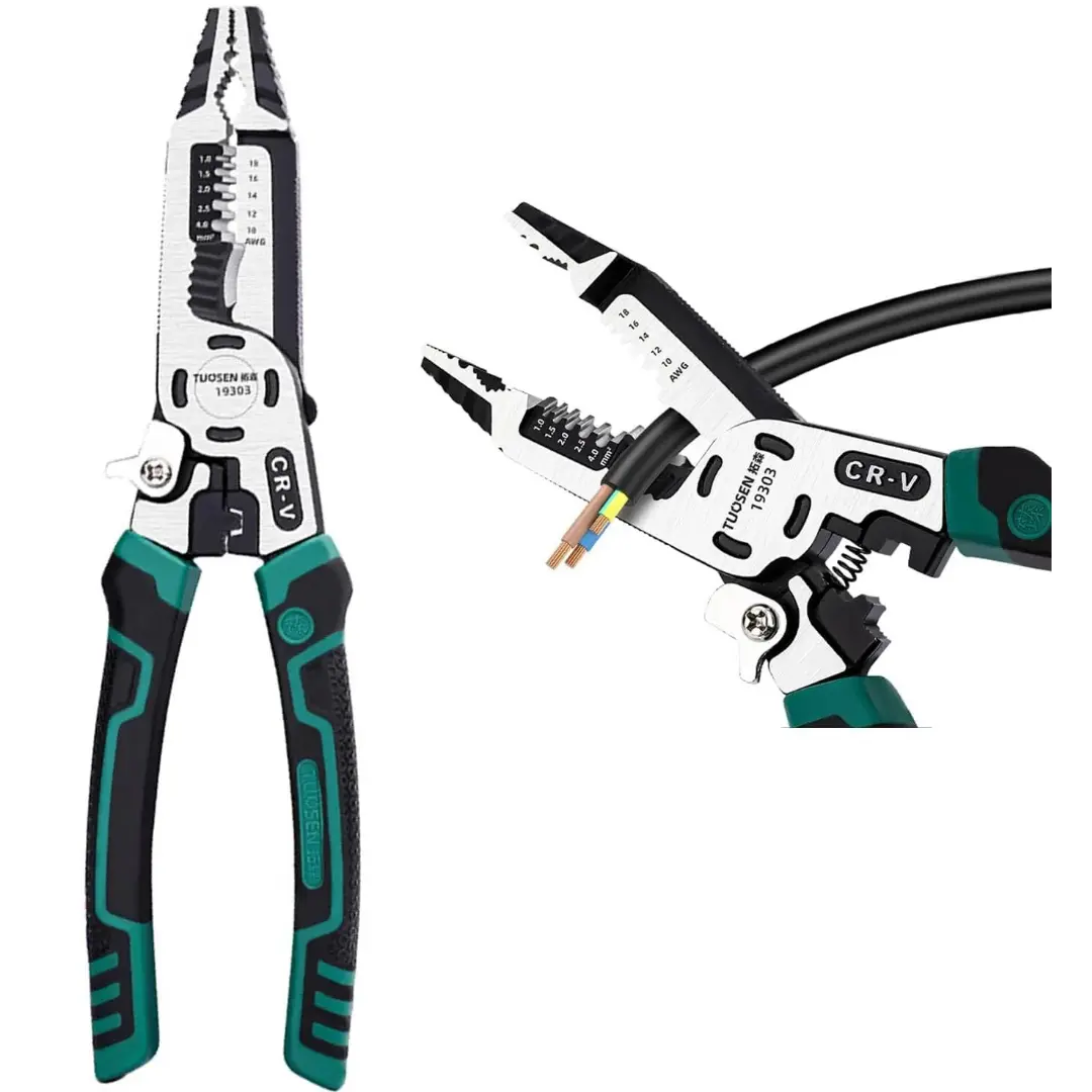 10-in-1 CR-V Wire Stripping Pliers, Multifunctional Hand Tool with Crimper and Side Cutter for Electric Cable Handling - DIY Hardware Tool Tools Gadgets Wirepliers