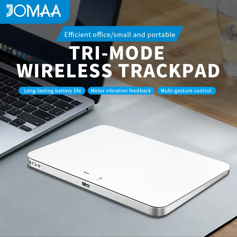 JOMAA Magic Trackpad 2.4G Tri-Mode Touch Mouse Bluetooth Touchpad Mouse Rechargeable Wireless/Wired Touchpad for Laptop iPad IOS Mac Windows