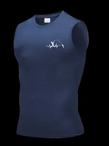 Men's Short Sleeve Sporty Top, Quick-Dry Breathable Slim Fit, Fishing Pattern, Ideal for Gym, Running, Boxing, Outdoor Activities