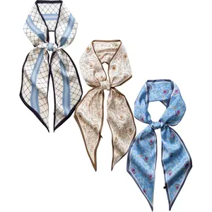 3-Pack Satin Purse Bag Scarf for Women 59"Long Silky Twilly Scarves for Neck,Hair,Head,Handbag,Fashion Gift Set
