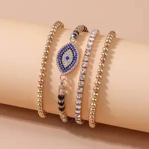 European And American New Simple Rhinestone Bracelet Set Layered Sterling