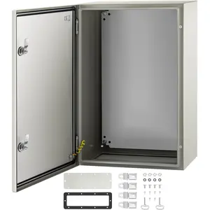 VEVOR NEMA Steel Enclosure, 24 x 16 x 10'' NEMA 4X Steel Electrical Box, IP66 Waterproof & Dustproof, Outdoor/Indoor Electrical Junction Box, with Mounting Plate