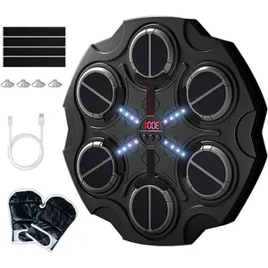 Music Boxing Machine, Smart Bluetooth Boxing Trainer Machine with Gloves, Adjustable Speed Boxing Wall Mount Machine for Kids Adults, Boxing Workout Equipment Target for Home, Office, Gym