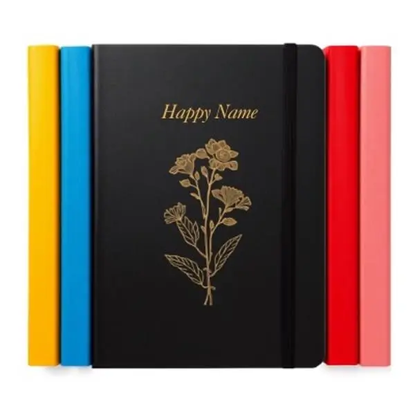 Personalized Engraved Notebook A5 Hardcover Journal Custom Name Floral Design Gift