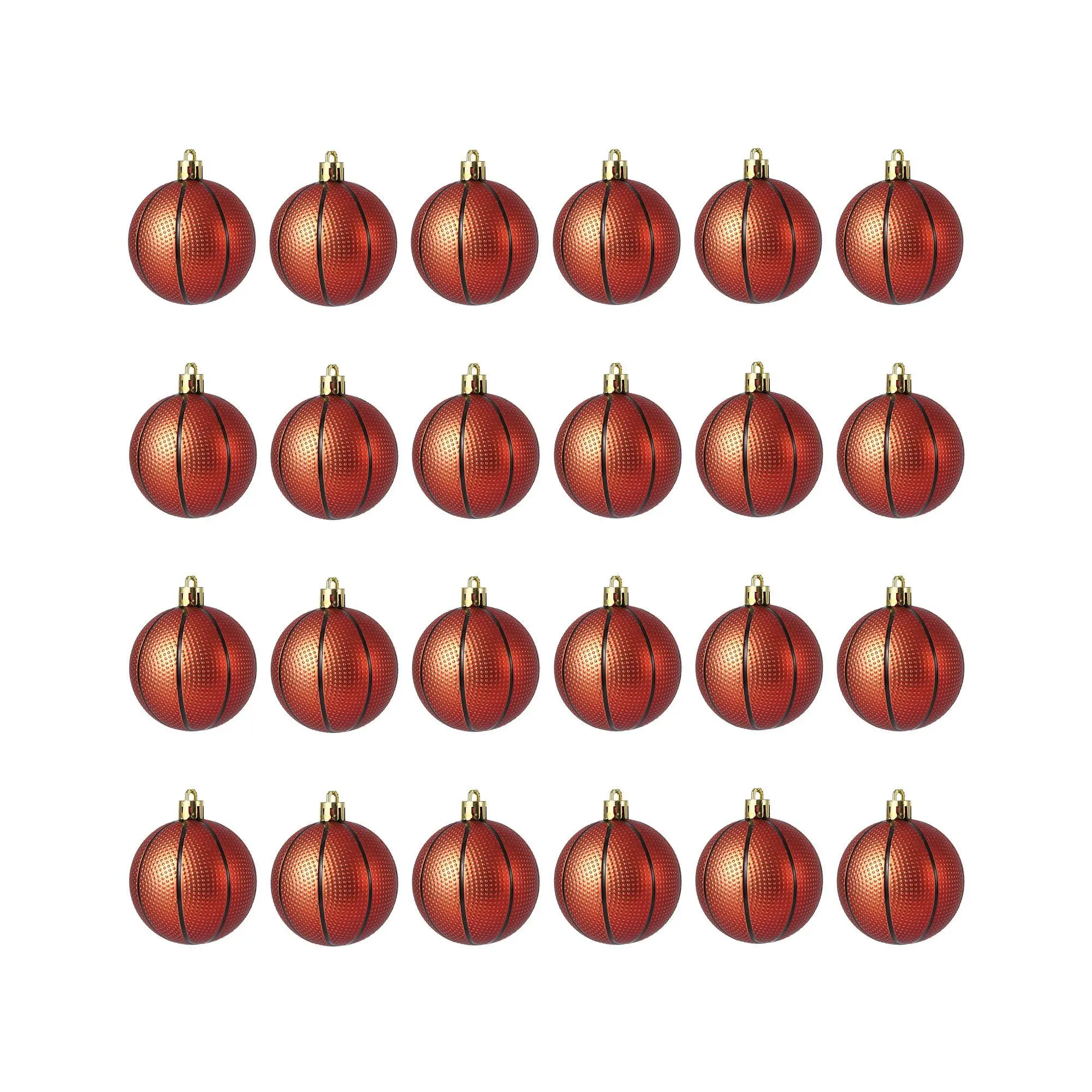 GARVEE 24PCS Lightweight Basketball-Shaped Glittered Christmas Ornament Set - Hanging Decorations for Sports Theme Xmas Tree, Ideal Gift