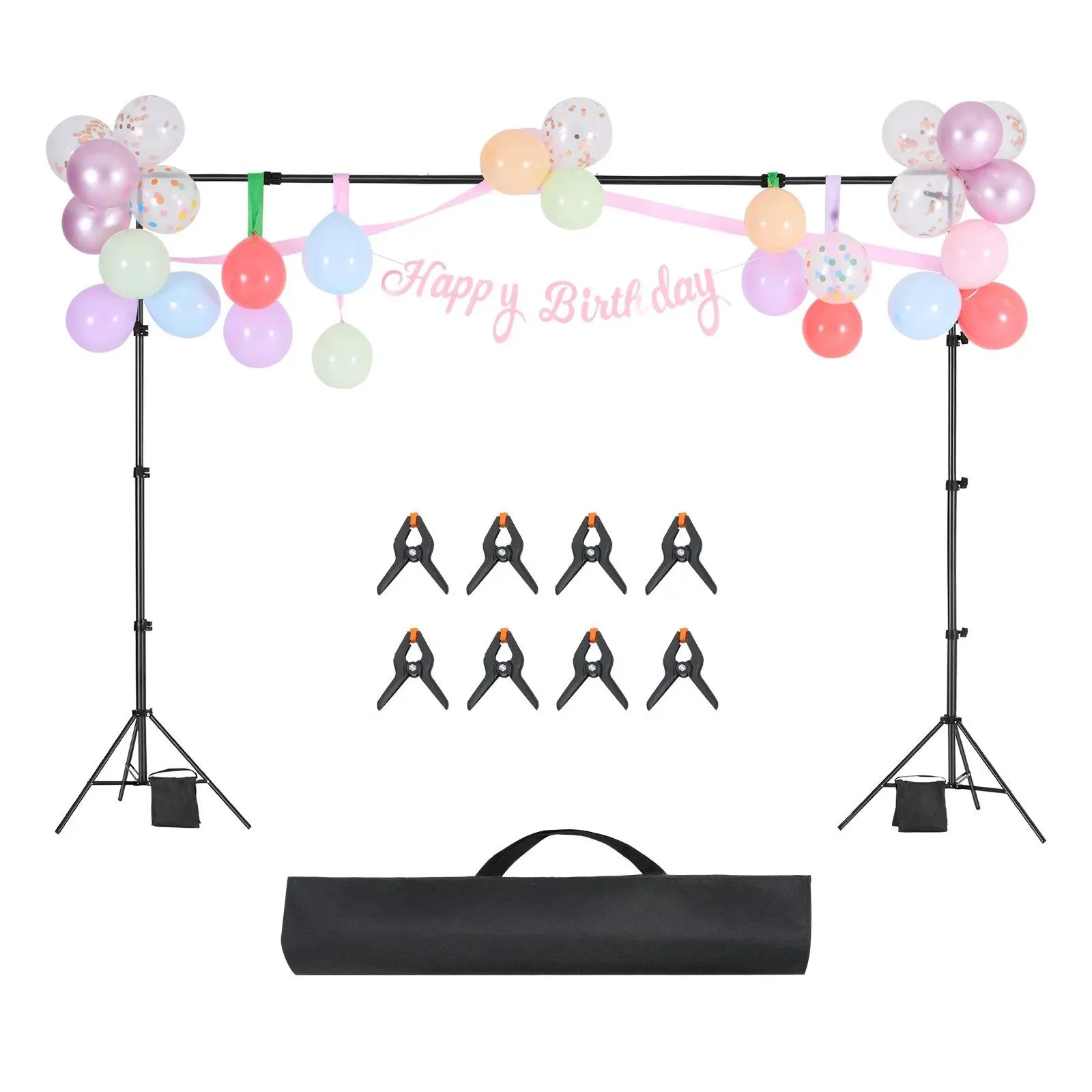 【Summerfinds】7x10 ft Adjustable Steel Backdrop Stand Kit with Tripod, Holder, Heavy-Duty Clips, Photography Props & Camera Accessories for Content Creators, Photo Shoots, Contentcreator