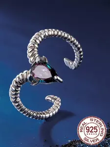 Adjustable Zodiac Aries Ring, S925 Sterling Silver Open Ring, Casual Style, All Seasons Jewelry, Unique Horoscope Gift