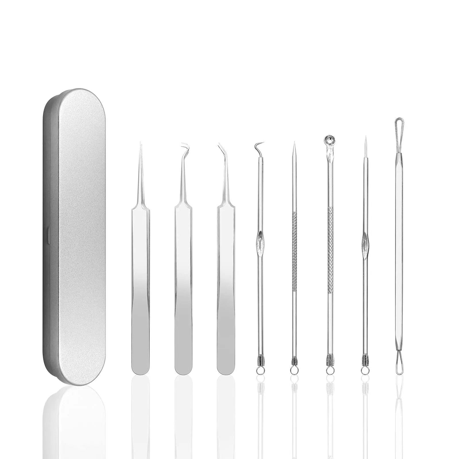 Blackhead Remover Comedone Pimple Popper Tool Acne Extractor Blemish Remover Ingrown Hair Tweezers Removal Kit Whitehead Remover Zit Treatment Skincare Tools for Face Nose,8 PCS