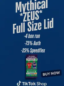 #2989 - x1 Mythical *ZEUS* Auth/Speedflex Series Full Size Lid + Football Cards
