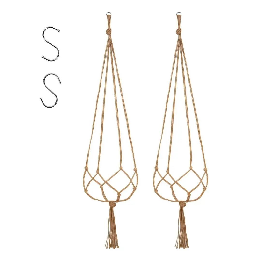 Bamworld Macrame Plant Hanger - Swinging Planter, Flexible Fit Above-Ground Hanging Planters & Baskets, Plant Decor for Balcony Garden, Home Improvement Accessory for Indoor Living Room Use