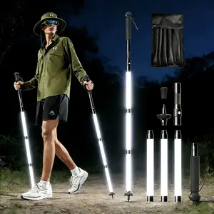 Lightsaber-Style Hiking Stick - Detachable and portable trekking pole with built-in LED lights, adjustable length, equipped with anti-slip handle, ideal for night hiking, camping, emergency safety and selfie use，  Hiking Pole  Outdoor supply flashlight