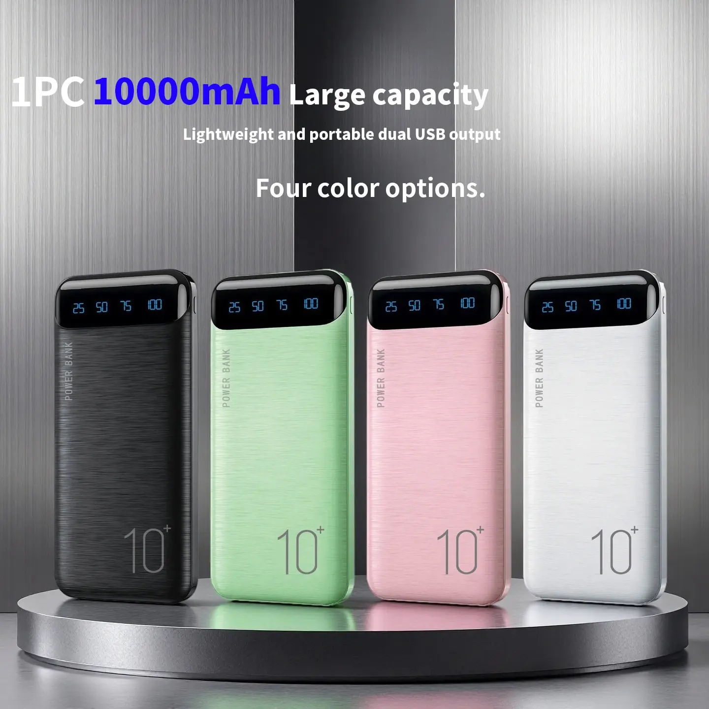 10000mAh High-Power Portable Power Bank, Portable Charger Power Pack, Dual-Output USB-A 10W and USB-C 10W Ultra-Fast Charging, 74Wh Multi-Color Case, Compatible with iOS and Android Devices, External Battery Power Bank