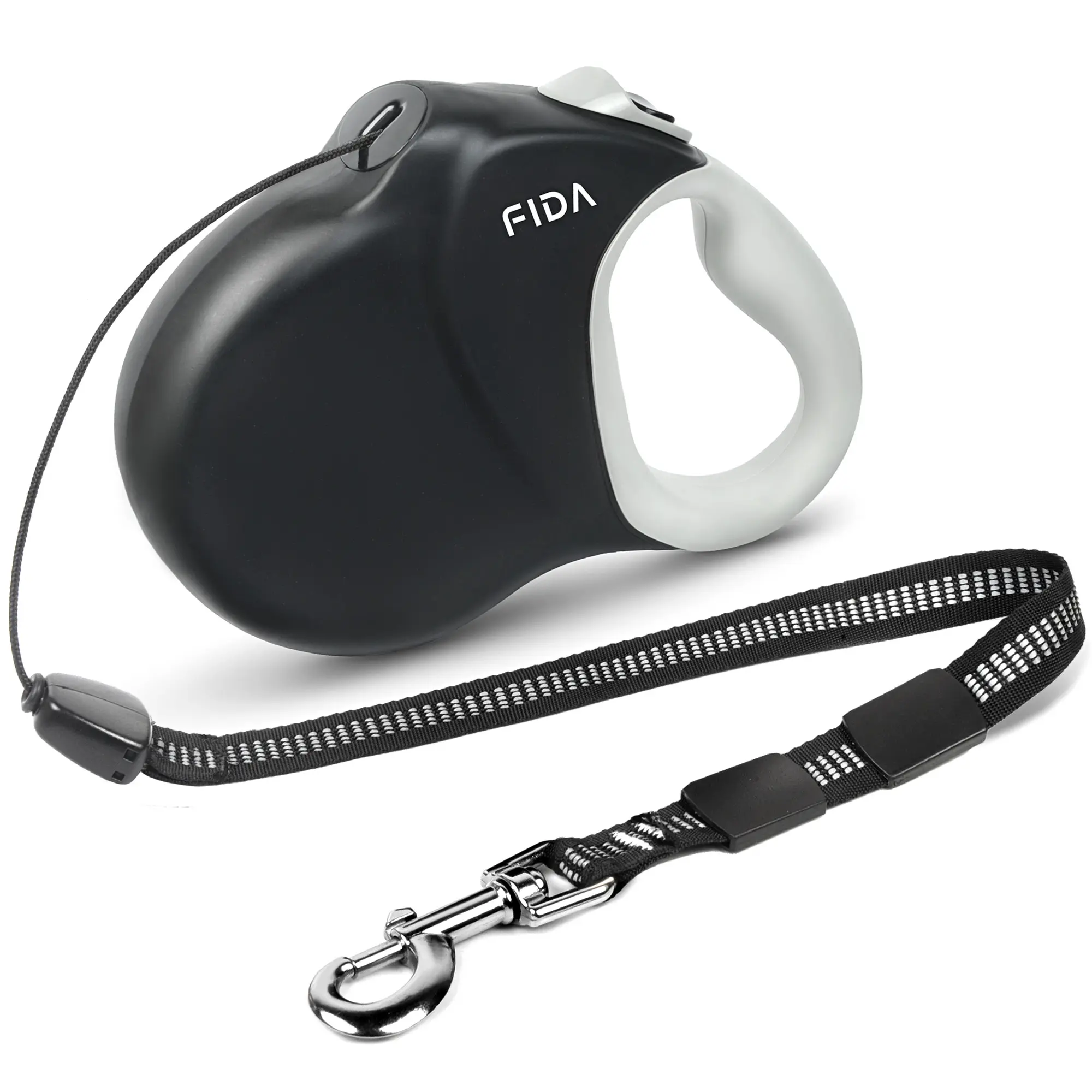 Fida Upgraded Retractable Dog Leash 30ft, Heavy Duty Pet Walking Leash for Medium/Large Breed up to 110 lbs, 360° Tangle-Free Long Retract Dog Lead, Soft Grip, One-Hand Brake, Black