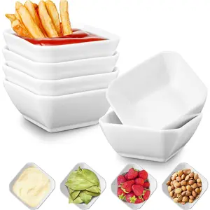 6 Pack Soy Sauce Dishes, 3 oz Ceramic Dipping Bowls, Pinch Bowls, Small Dip Bowls Set, Sauce Dish Bowls, Mini Bowl for Side Dish, Ketchup, Soy, BBQ, Sushi, Party, Condiments Serving Bowl Set