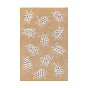 Liora Manne 7'x9' Carmel Seaturtles Indoor/Outdoor Rug Sand