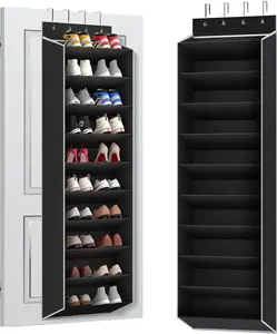 10 Tiers Large Size Over the Door Shoe Organizer Storage, Hanging Shoe Rack for Door with Deep Pockets, Fit 20 Pairs Shoe Organizer Holder for Sneakers and Boots (Black)