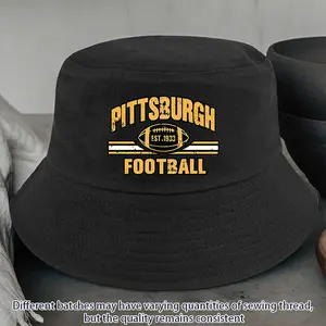 1 Piece Pittsburgh Football Pattern Fisherman Hat, Fashionable and Unique Design, 100% Polyester Fiber, Versatile Casual Wear