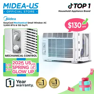 Midea 5,000 BTU EasyCool Mechanical Small Window Air Conditioner - Cool up to 150 Sq. Ft. AC with Easy-to-Use Mechanical Controls and Reusable Filter, Perfect for Small Bedroom, Living Room, Home Office