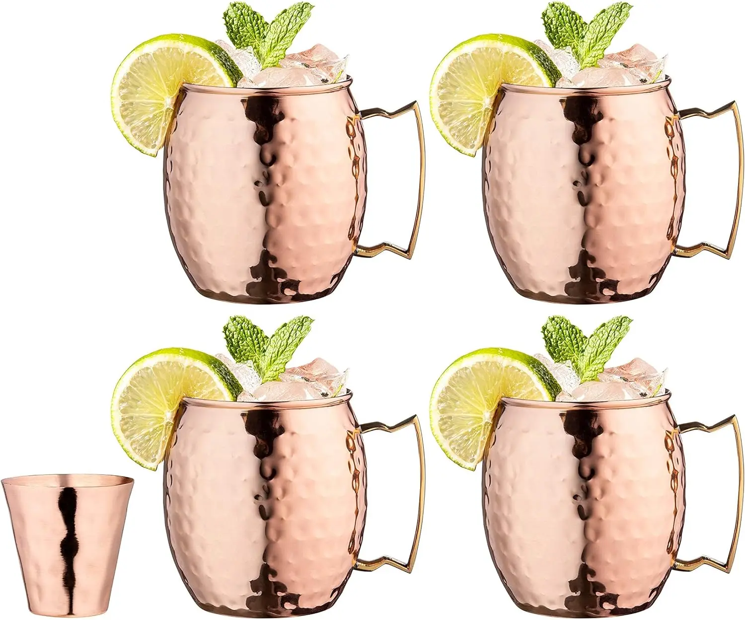 Royalty Art Copper Moscow Mule Mugs Set of 4 | with Shot Glass