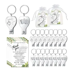 30pcs Wedding Party Gift Set, Multifunctional Metal Keychains, 10 Sets Bridal Shower Favors, Elegance Organza Bags & Thank-You Cards