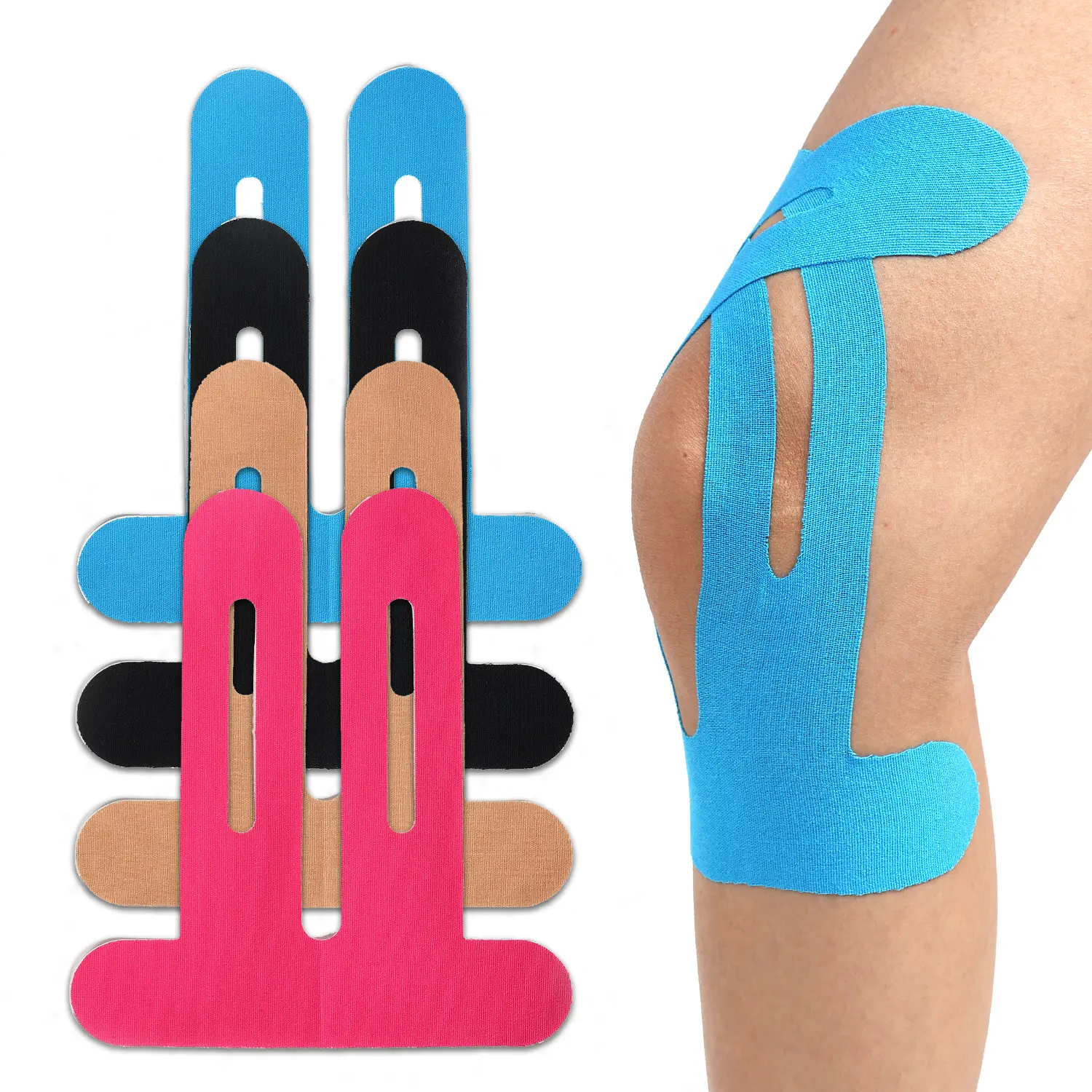 Precut Kinesiology Tape for Knees,20 Pcs - Knee Support &Stability,Knee Pain Relief Athletic Tape -Waterproof & Elastic,BreathableHypoallergenic Latex-Free Tape