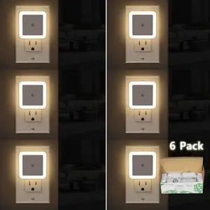 Night Light, Night Lights Plug into Wall 6-Pack, Plug in Night Light, Dusk to Dawn Nightlight Led Night Lights for Bedroom, Bathroom, Hallway Warm White Home Lighting，Ideal Gift for Kids