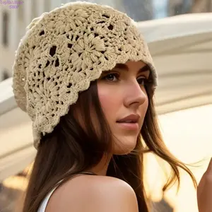 Women's Handmade Knitted Bucket Hat, Cute Floral Pattern Design, Casual Loose Fit Warm Winter Hat, Fashionable Street Style Headwear Ideal for Fall & Winter Daily Wear & Outdoor Activities