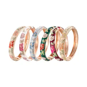 Enameled Bracelets For Women Flower Women Bangles Indian Chinese Viking Bracelet On Hand African Jewelry Dubai Women's Gift Girl