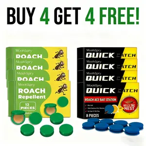 Household Essential Roach Killer Indoor Cockroach Exterminator Bait (Buy 4 Get 4 FREE) - Fits Refrigerator Backs, Microwave Gaps, Long-Lasting Powerful Trap for Blocking Warm Zone Nesting