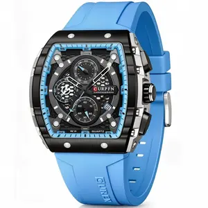 PASOY Men's Light Blue Sports Watch with Bold Large Dial Chronograph and Comfortable Rubber Strap, Waterproof Quartz Wristwatch Made for Streetwear, Gym and Daily Style, Eye Catching Baby Blue Color That Instantly Upgrades Any Outfit