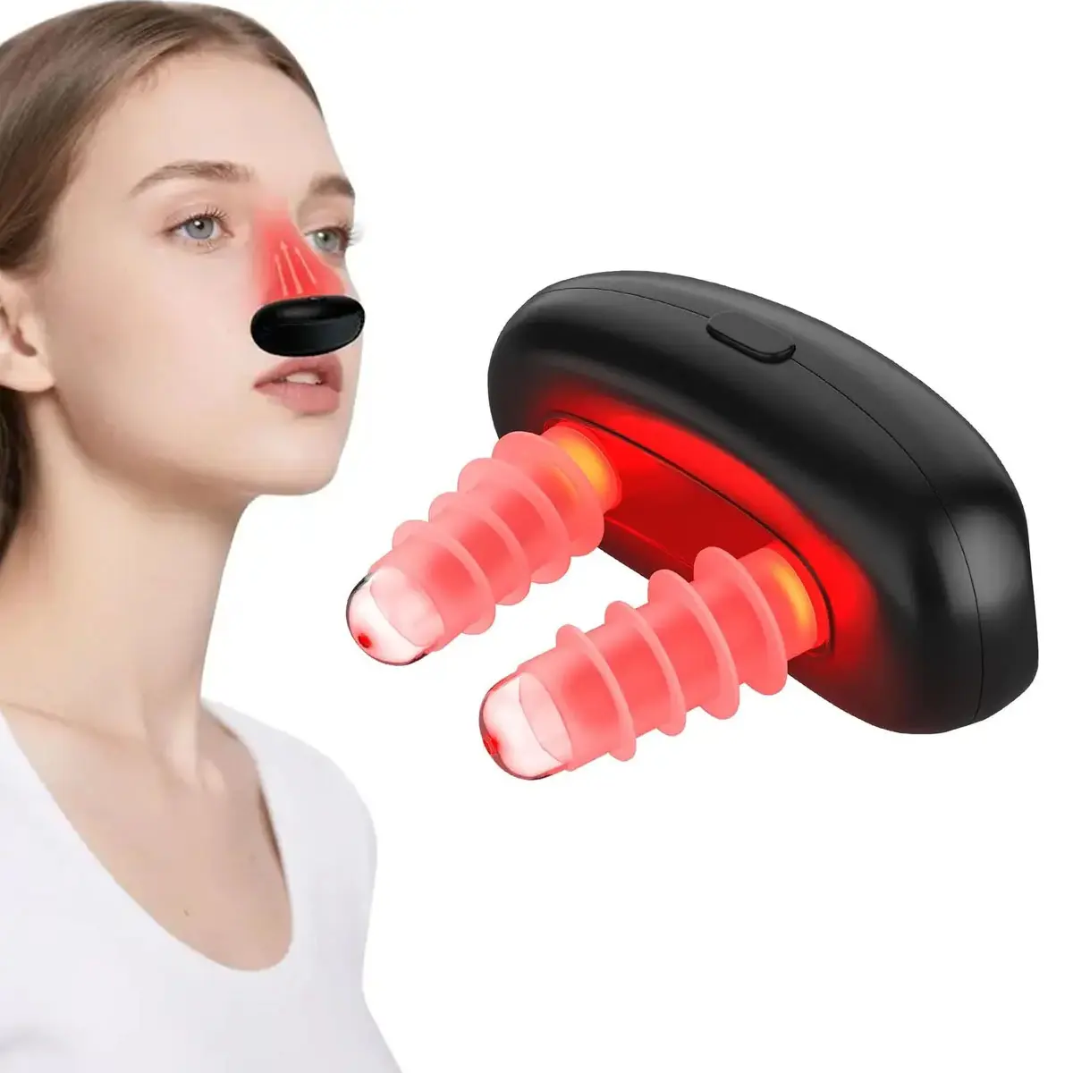 Nasal Irrigation Light LED Nasal Device, Red Light Therapy, Relieves Sinus Discomfort and Dry Nose, Portable Lightweight USB Rechargeable Lamp, Dry Nose Treatment, Sinus Relief